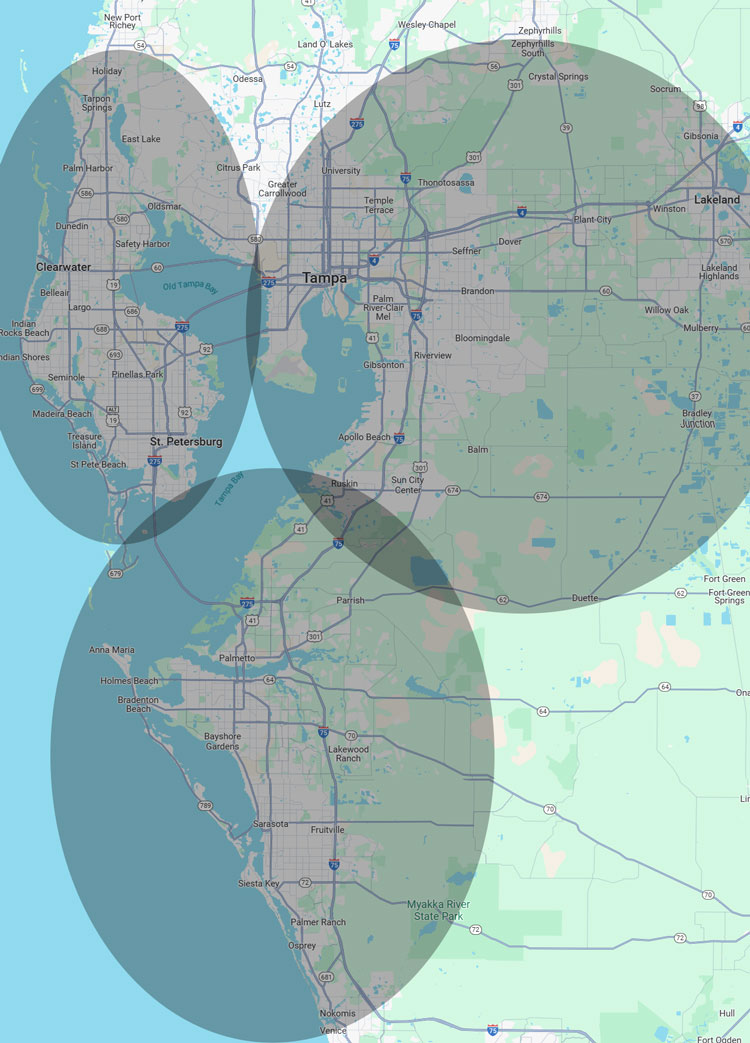 Map of Clearwater and its surroundings